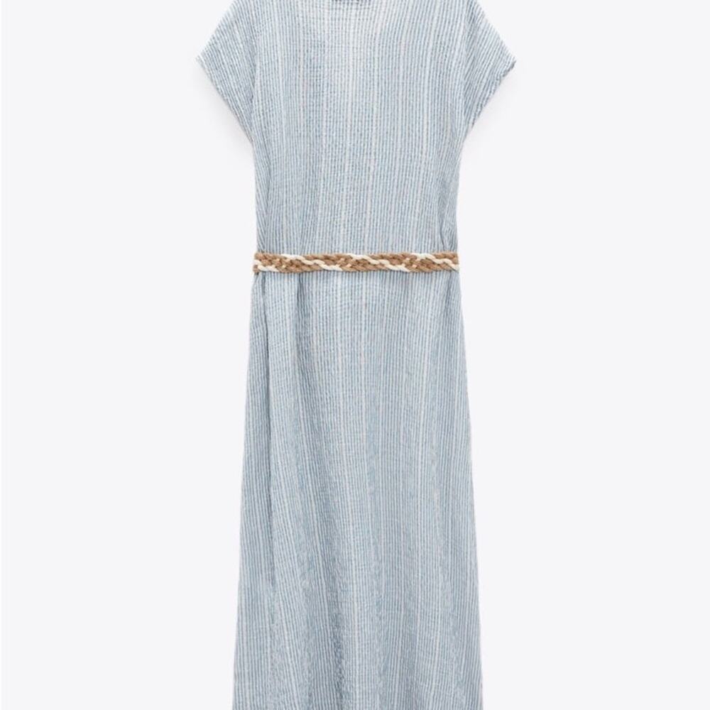 ZARA STRIPED MIDI DRESS - Picture 7 of 8